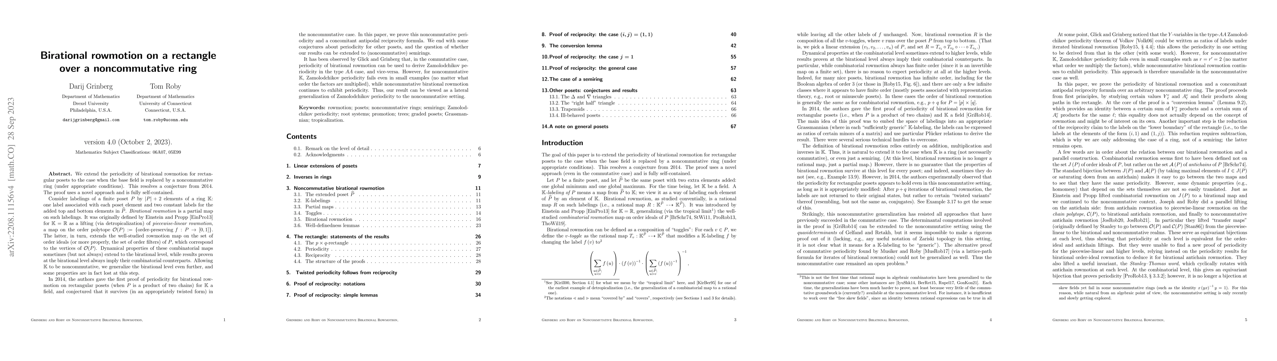 Thumbnail for Birational rowmotion on a rectangle over a noncommutative ring