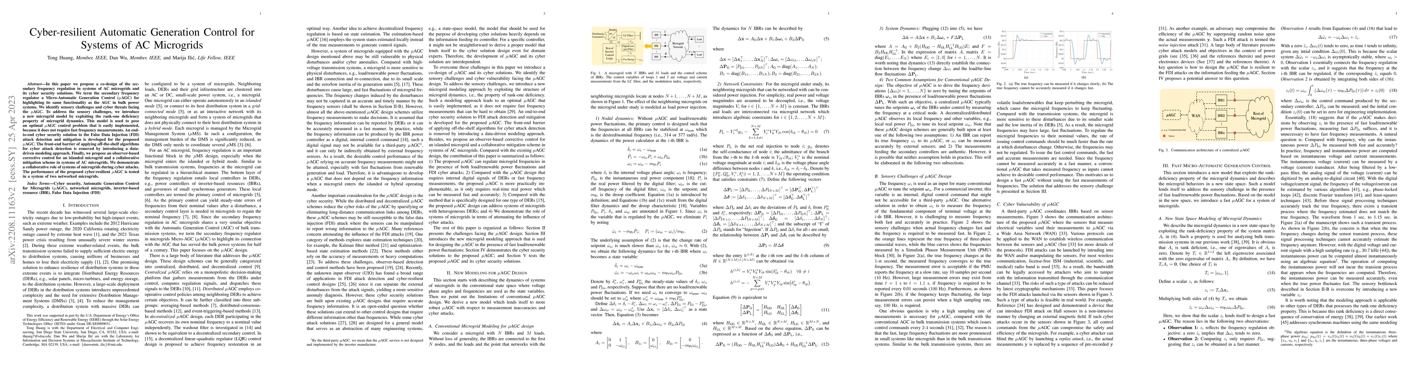 Thumbnail for Cyber-resilient Automatic Generation Control for Systems of AC
  Microgrids