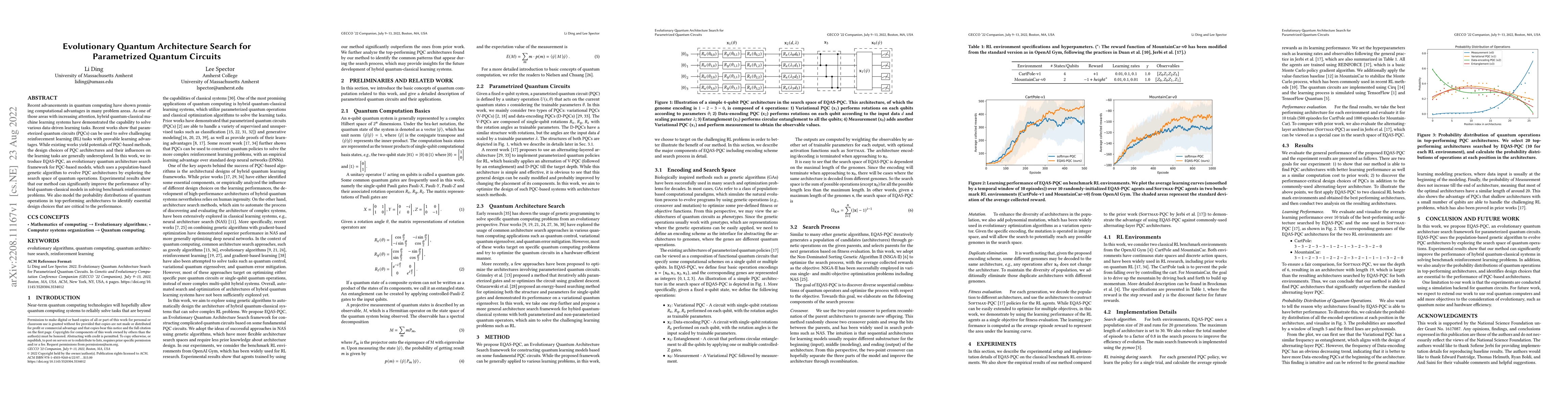 Thumbnail for Evolutionary Quantum Architecture Search for Parametrized Quantum
  Circuits