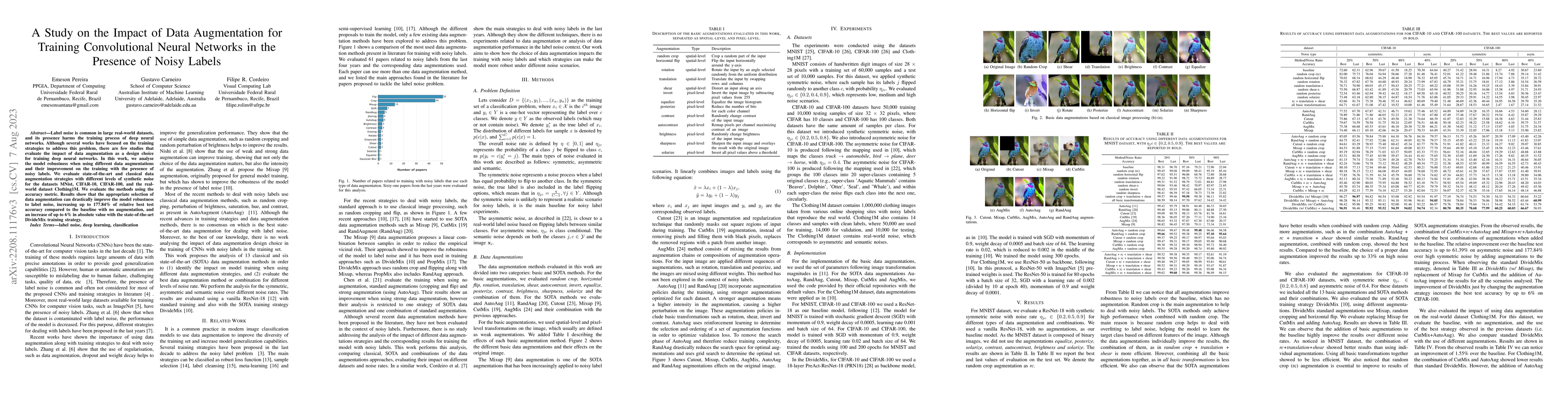 Thumbnail for A Study on the Impact of Data Augmentation for Training Convolutional
  Neural Networks in the Presence of Noisy Labels