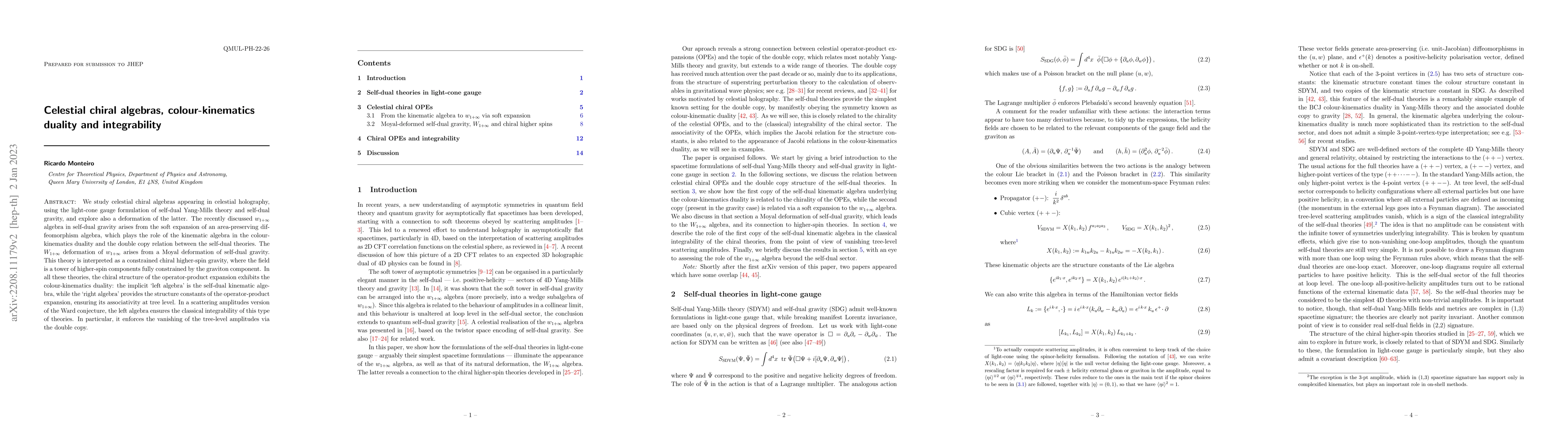 Thumbnail for Celestial chiral algebras, colour-kinematics duality and integrability