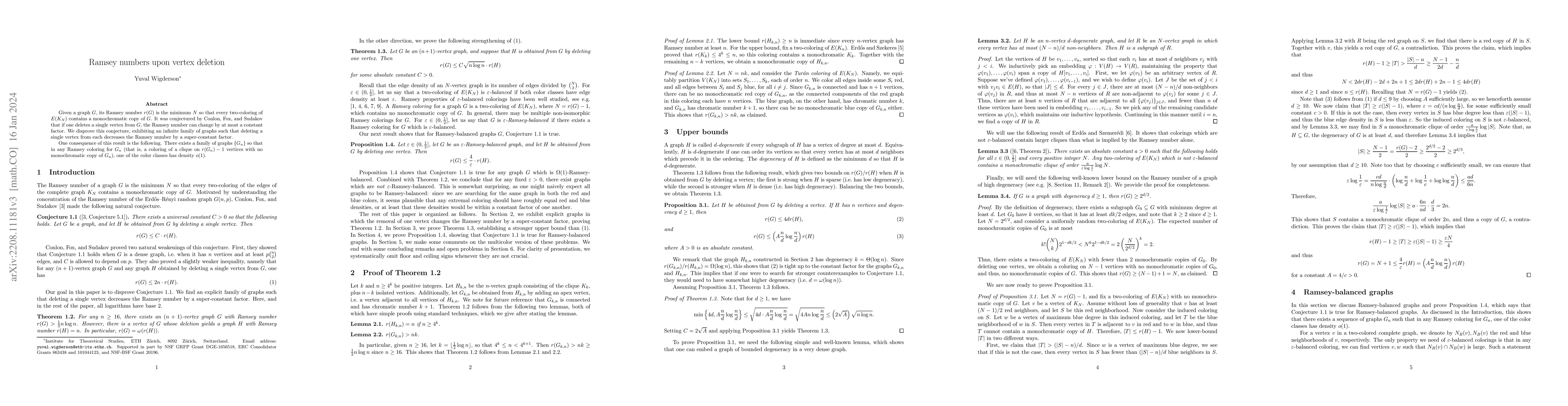 Thumbnail for Ramsey numbers upon vertex deletion