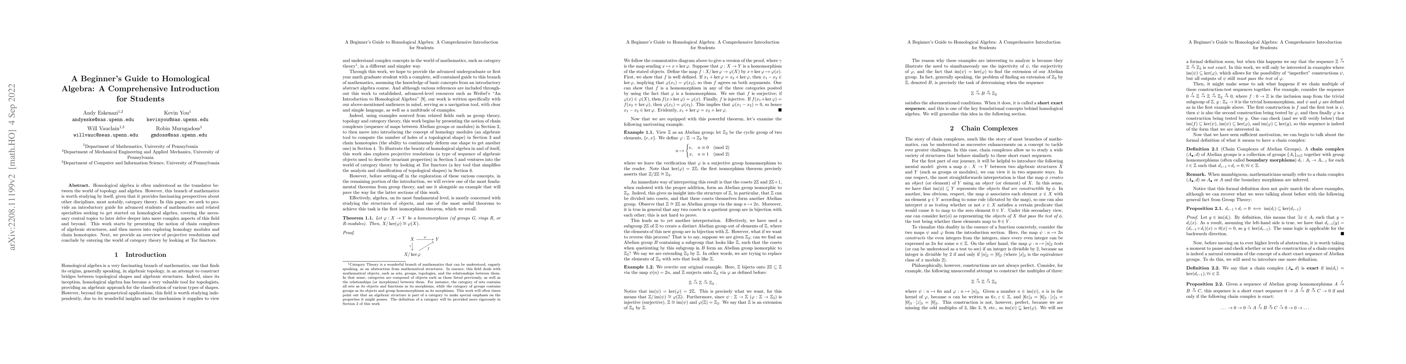 Thumbnail for A Beginner's Guide to Homological Algebra: A Comprehensive Introduction
  for Students