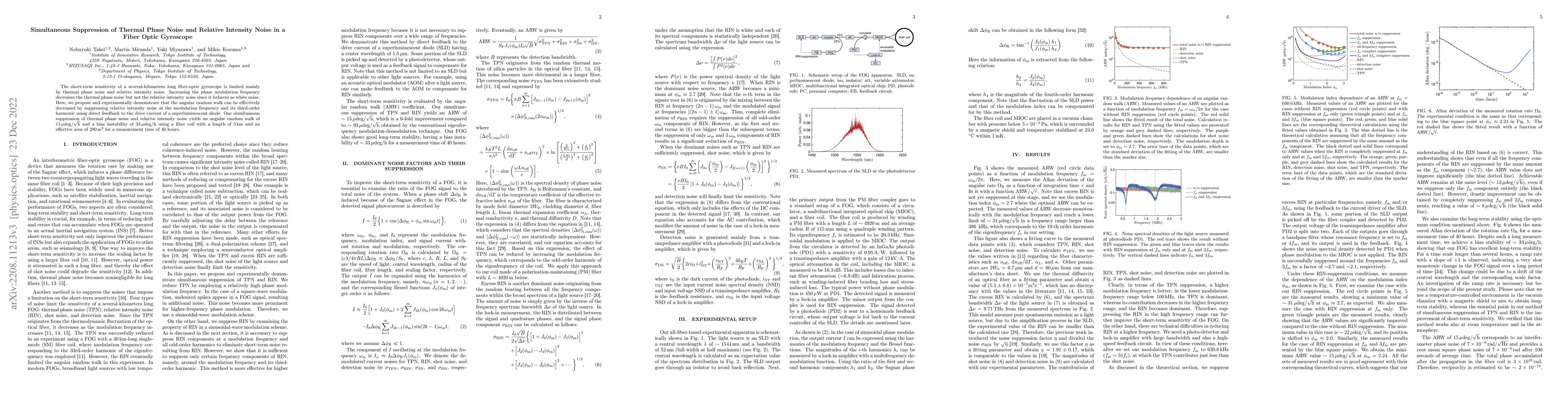 Thumbnail for Simultaneous Suppression of Thermal Phase Noise and Relative Intensity
  Noise in a Fiber Optic Gyroscope