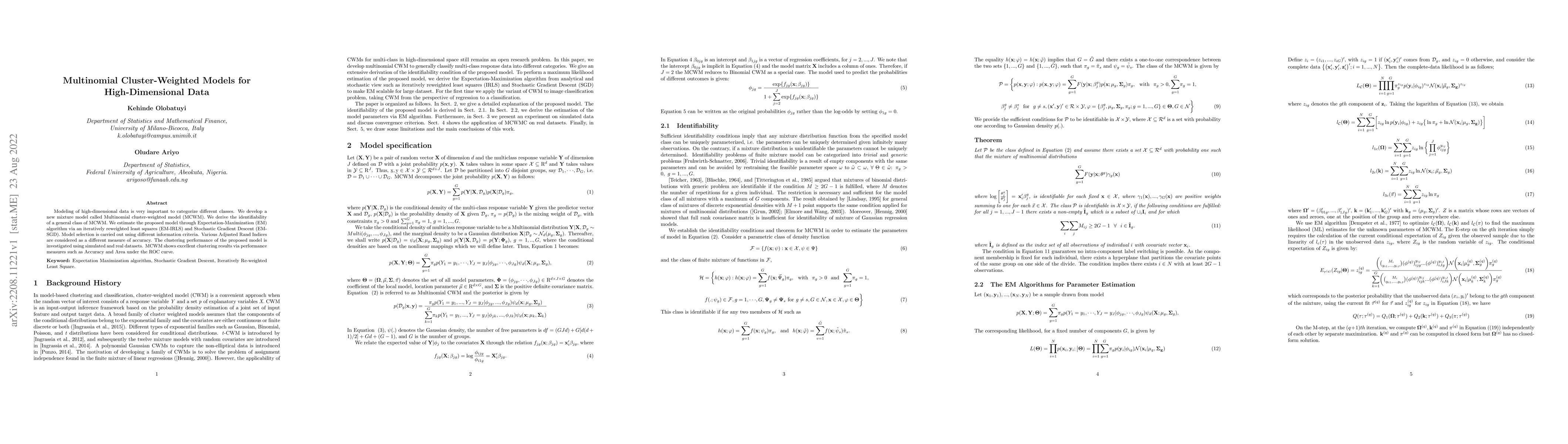 Thumbnail for Multinomial Cluster-Weighted Models for High-Dimensional Data