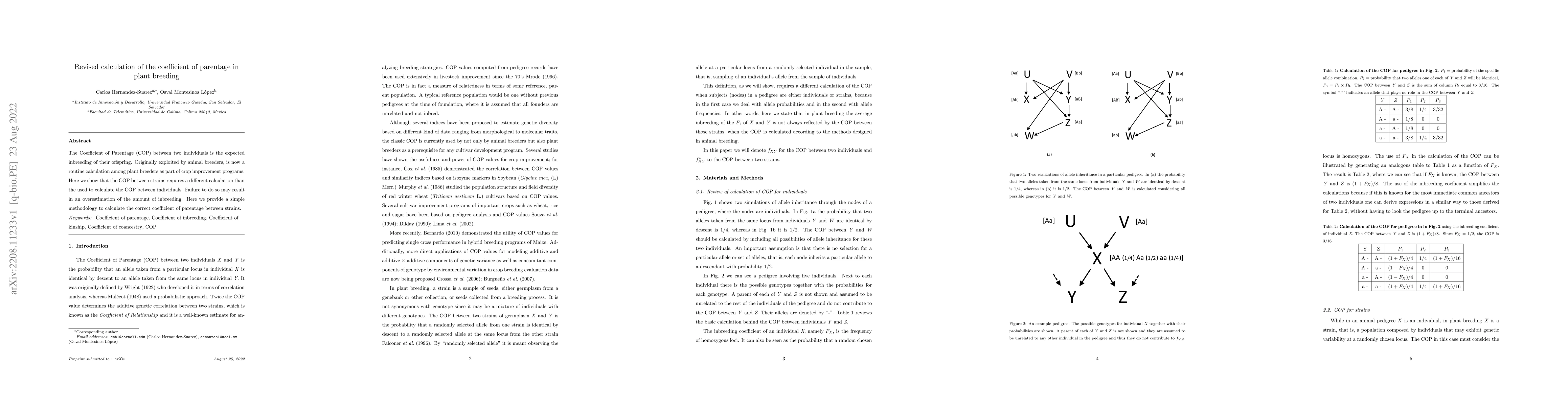 Thumbnail for Revised calculation of the coefficient of parentage in plant breeding