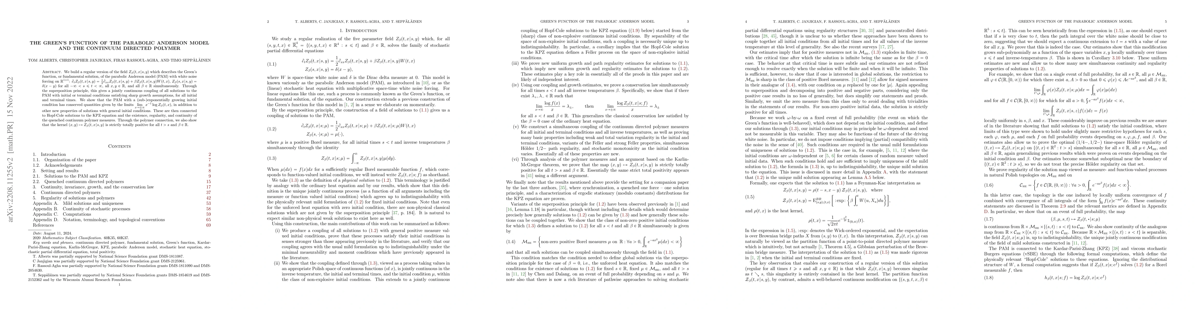 Thumbnail for The Green's function of the parabolic Anderson model and the continuum
  directed polymer