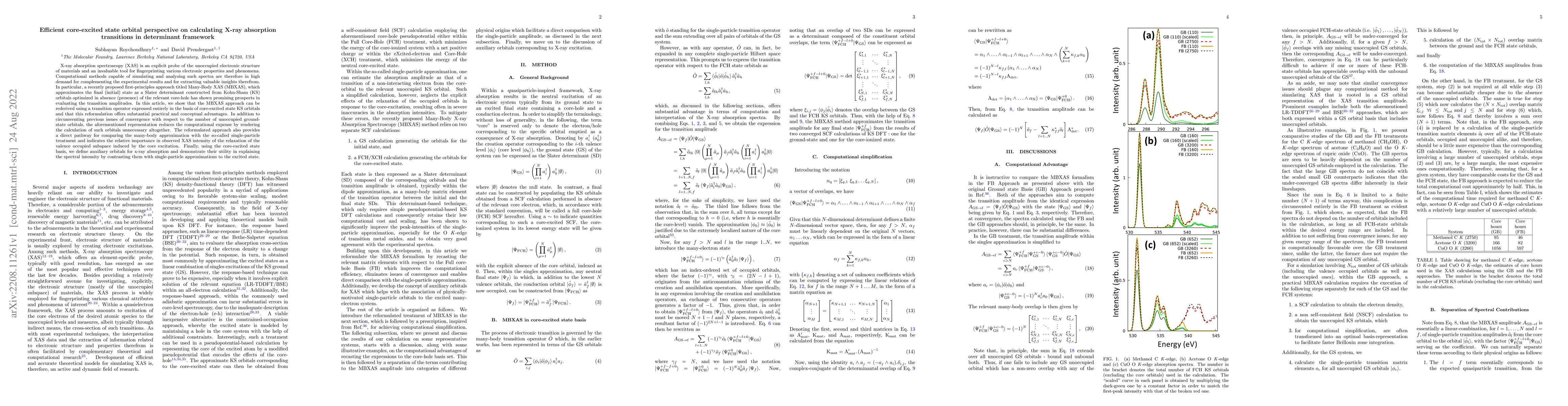 Thumbnail for Efficient core-excited state orbital perspective on calculating X-ray
  absorption transitions in determinant framework