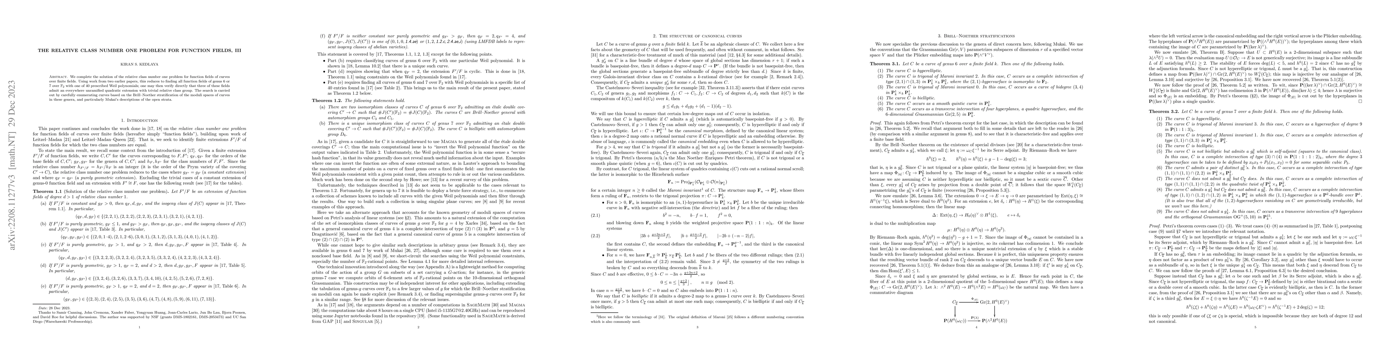 Thumbnail for The relative class number one problem for function fields, III