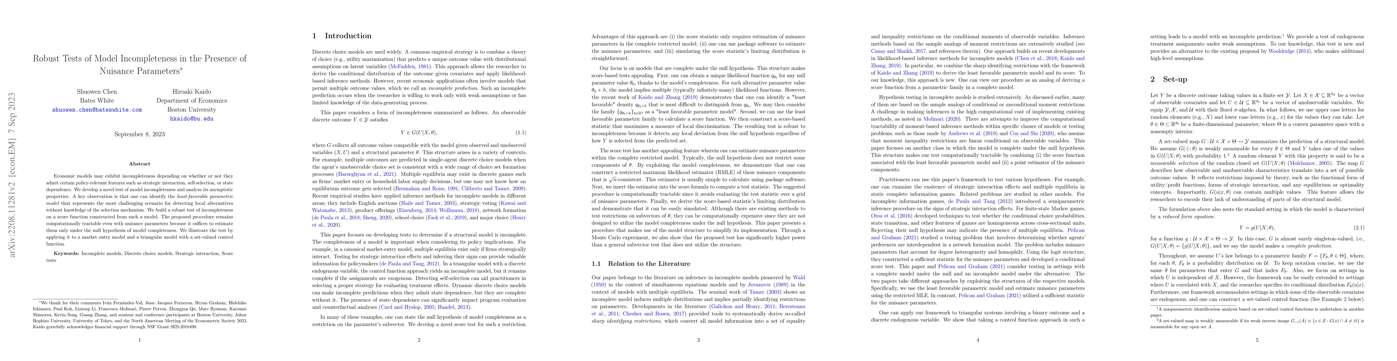 Thumbnail for Robust Tests of Model Incompleteness in the Presence of Nuisance
  Parameters