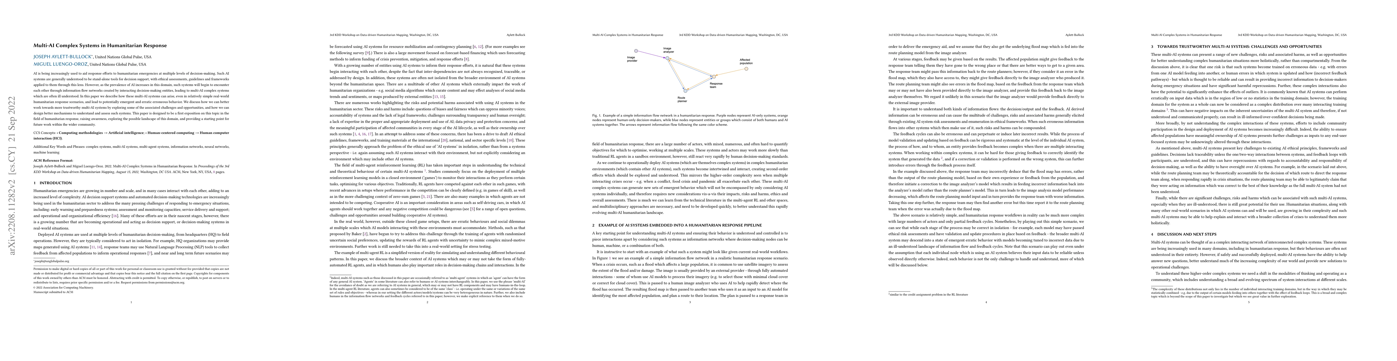 Thumbnail for Multi-AI Complex Systems in Humanitarian Response