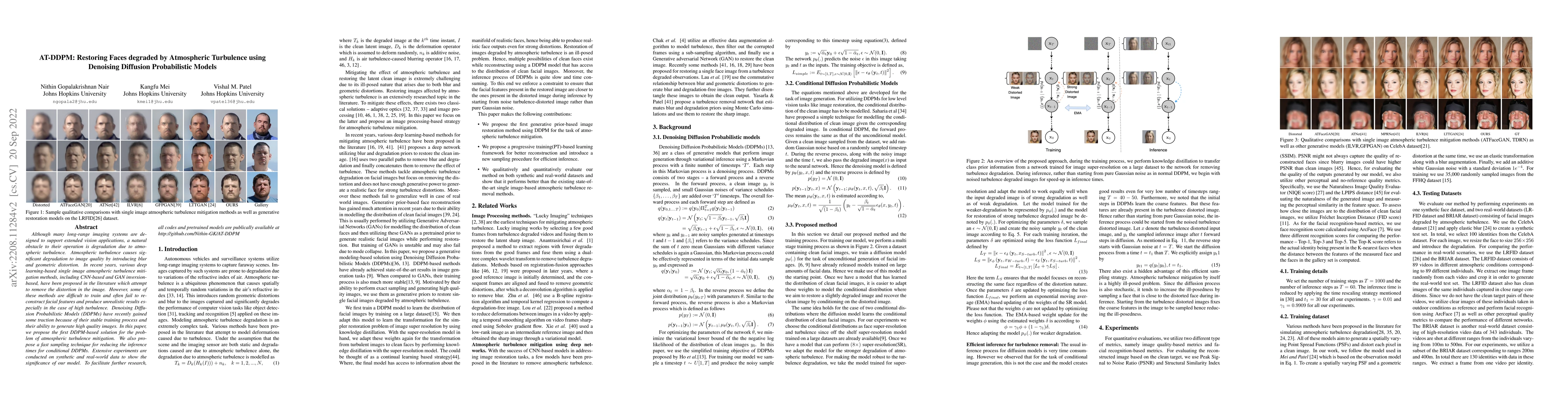 Thumbnail for AT-DDPM: Restoring Faces degraded by Atmospheric Turbulence using
  Denoising Diffusion Probabilistic Models