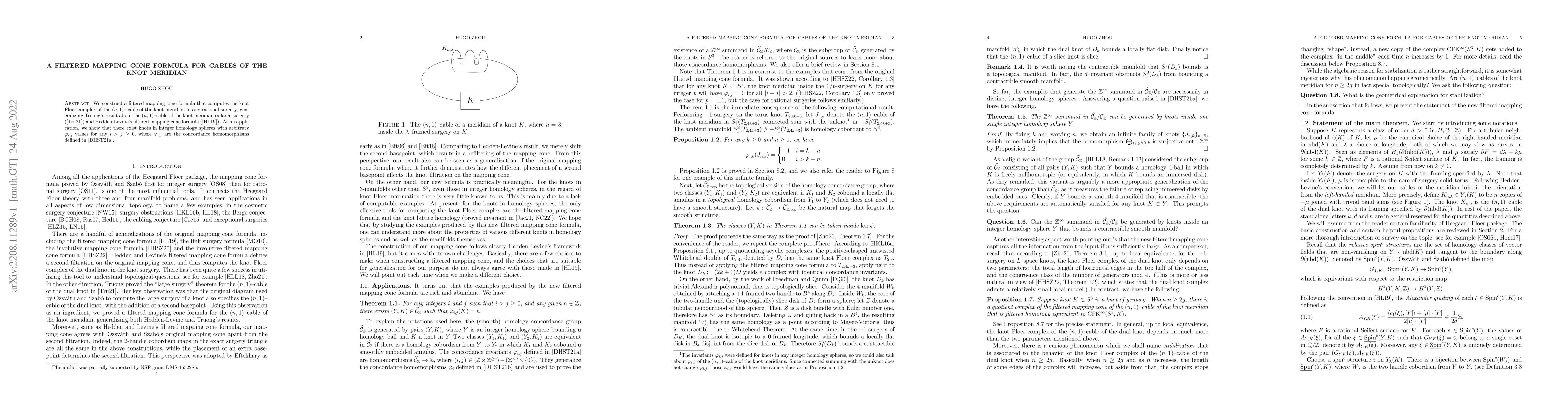Thumbnail for A filtered mapping cone formula for cables of the knot meridian