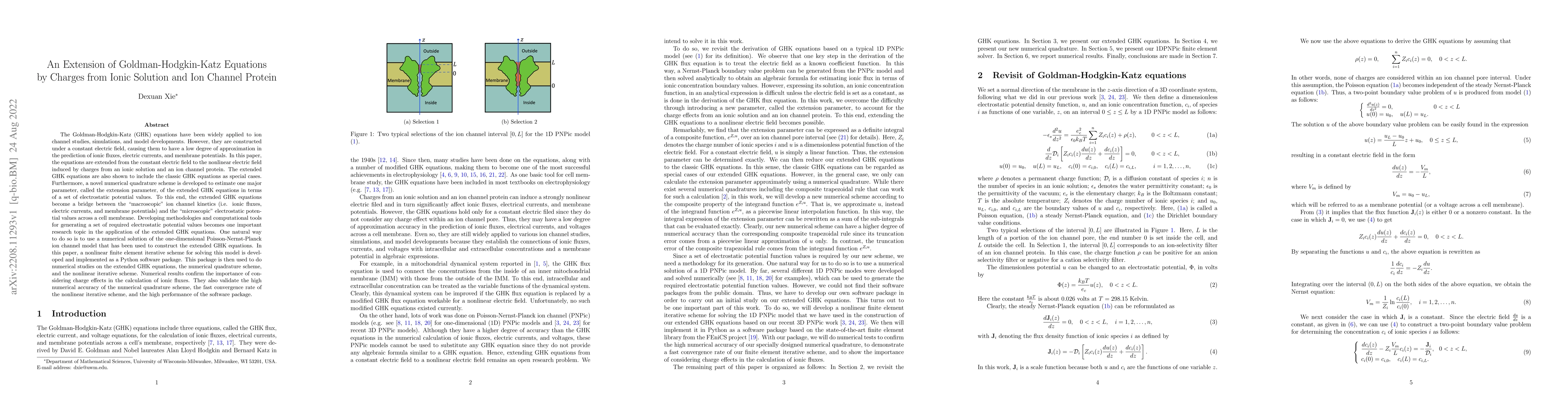 Thumbnail for An Extension of Goldman-Hodgkin-Katz Equations by Charges from Ionic
  Solution and Ion Channel Protein