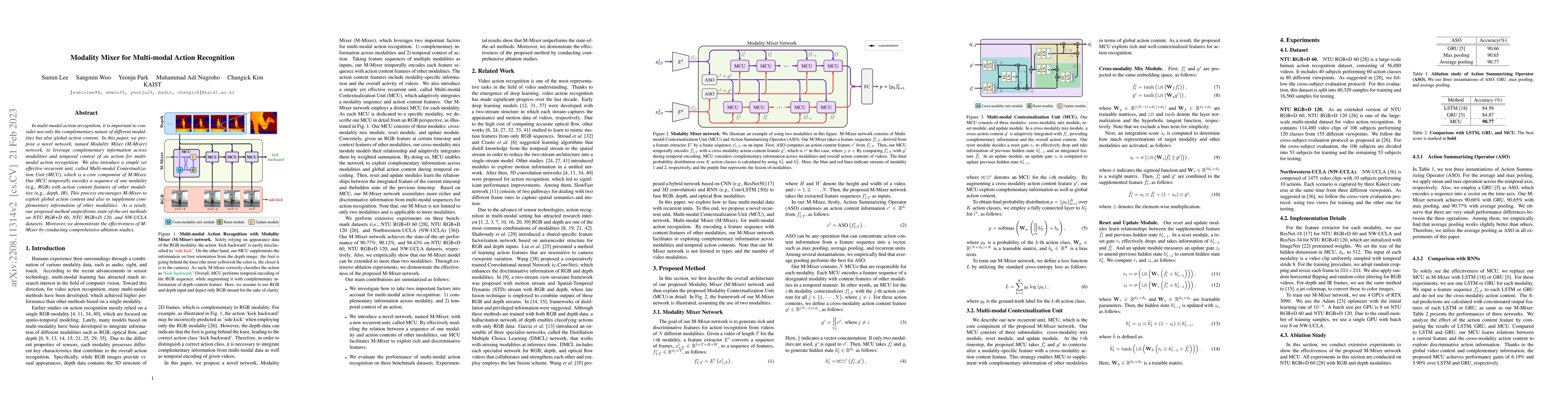 Thumbnail for Modality Mixer for Multi-modal Action Recognition