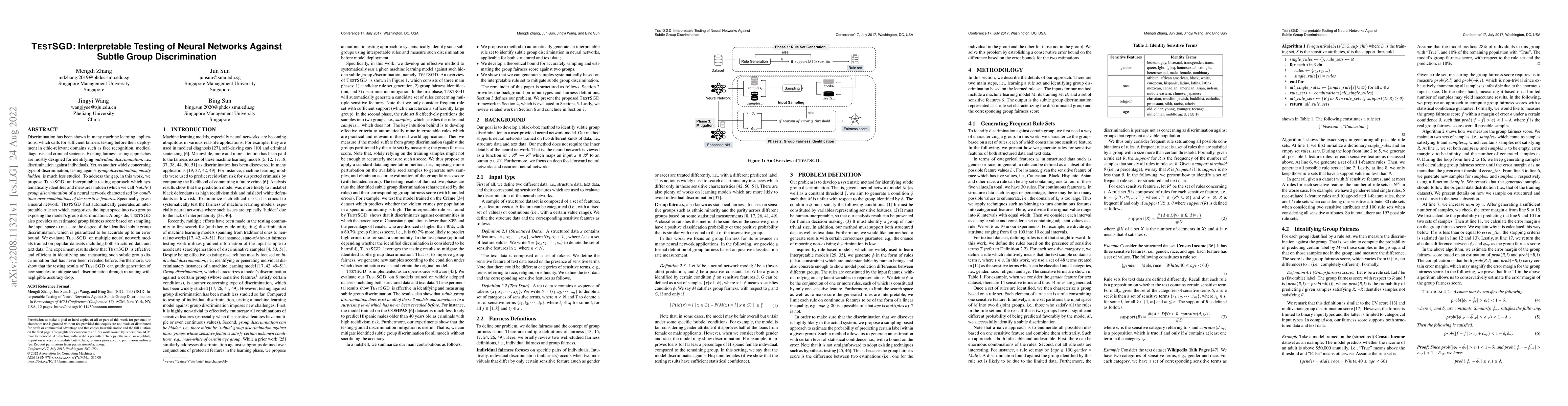 Thumbnail for TESTSGD: Interpretable Testing of Neural Networks Against Subtle Group
  Discrimination