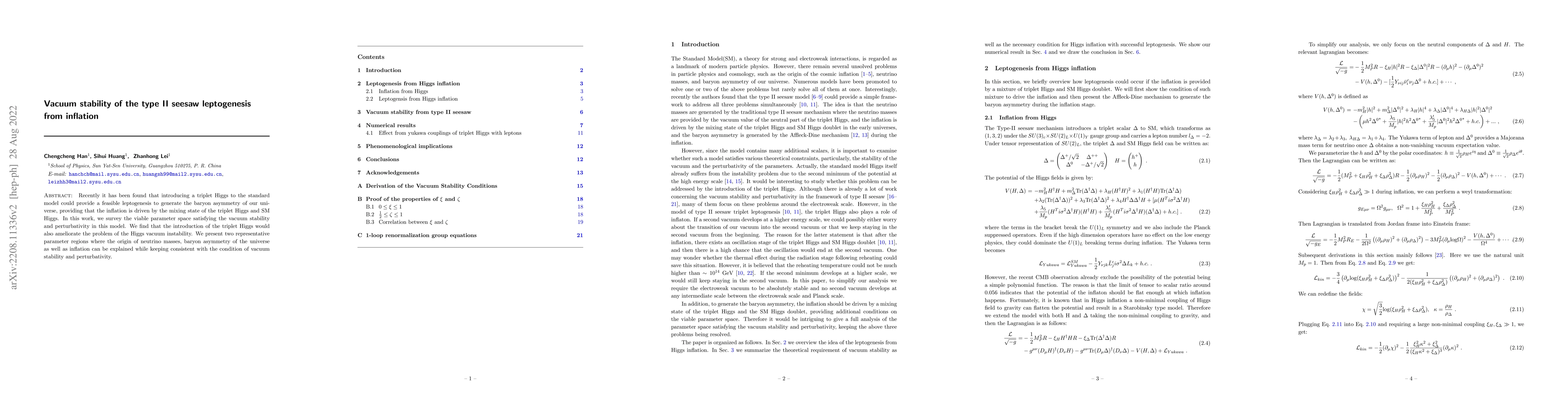Thumbnail for Vacuum stability of the type II seesaw leptogenesis from inflation