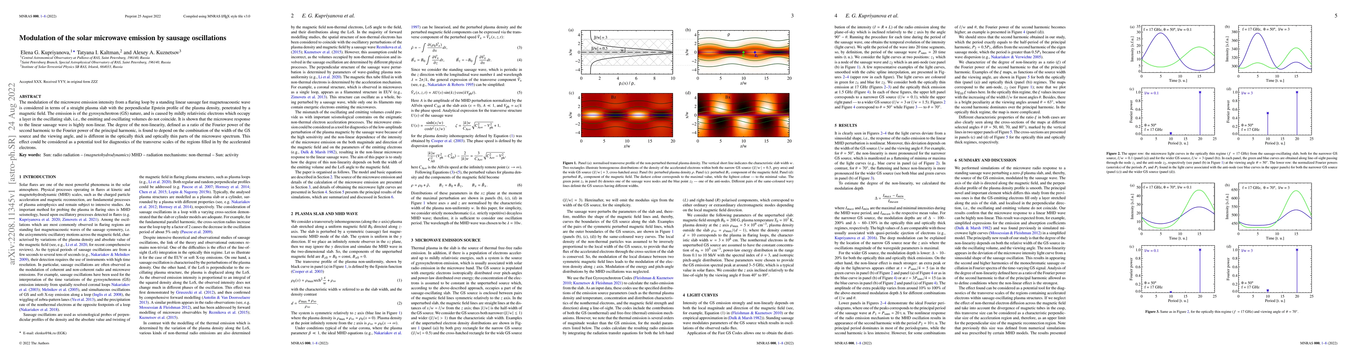Thumbnail for Modulation of the solar microwave emission by sausage oscillations