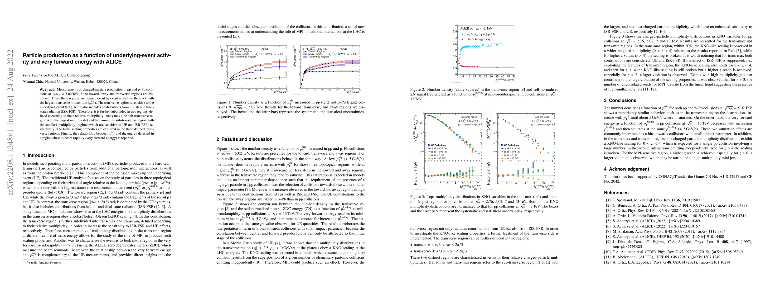 Thumbnail for Particle production as a function of underlying-event activity and very
  forward energy with ALICE
