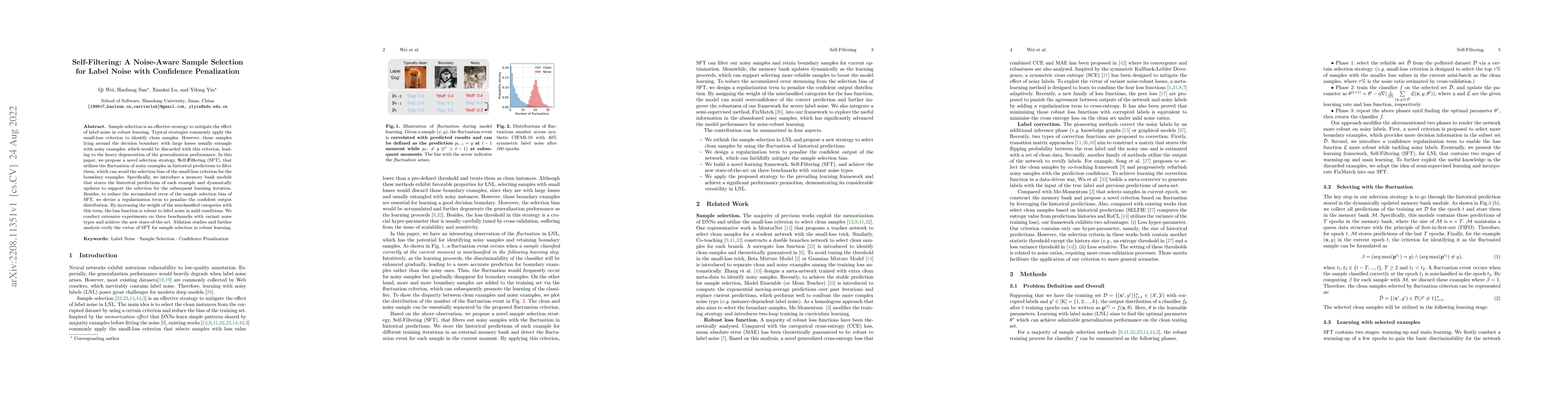 Thumbnail for Self-Filtering: A Noise-Aware Sample Selection for Label Noise with
  Confidence Penalization