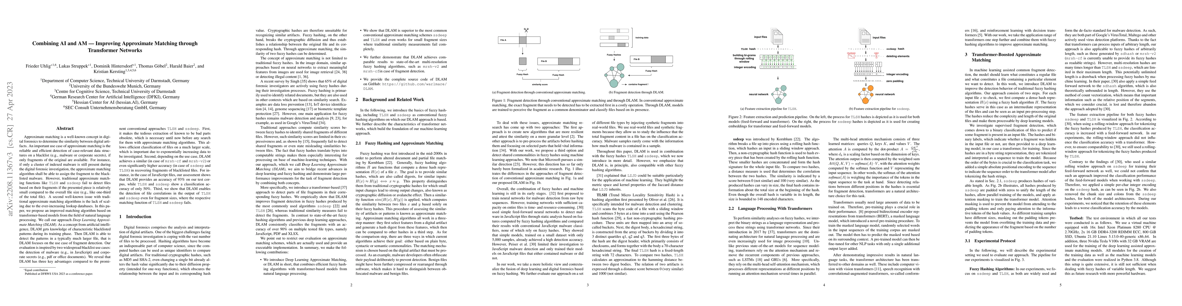 Thumbnail for Combining AI and AM - Improving Approximate Matching through Transformer
  Networks