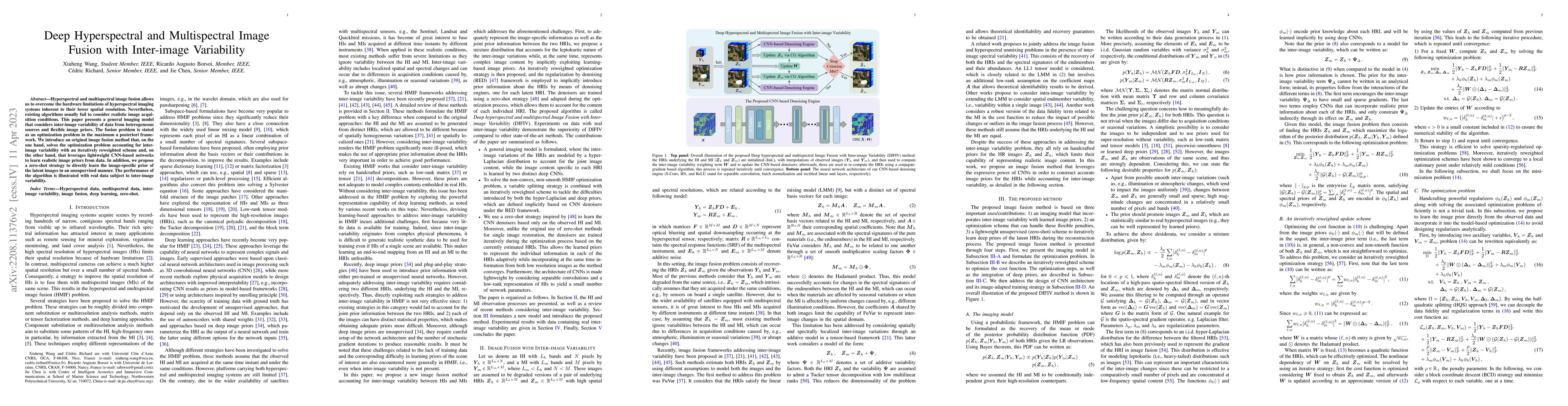 Thumbnail for Deep Hyperspectral and Multispectral Image Fusion with Inter-image
  Variability