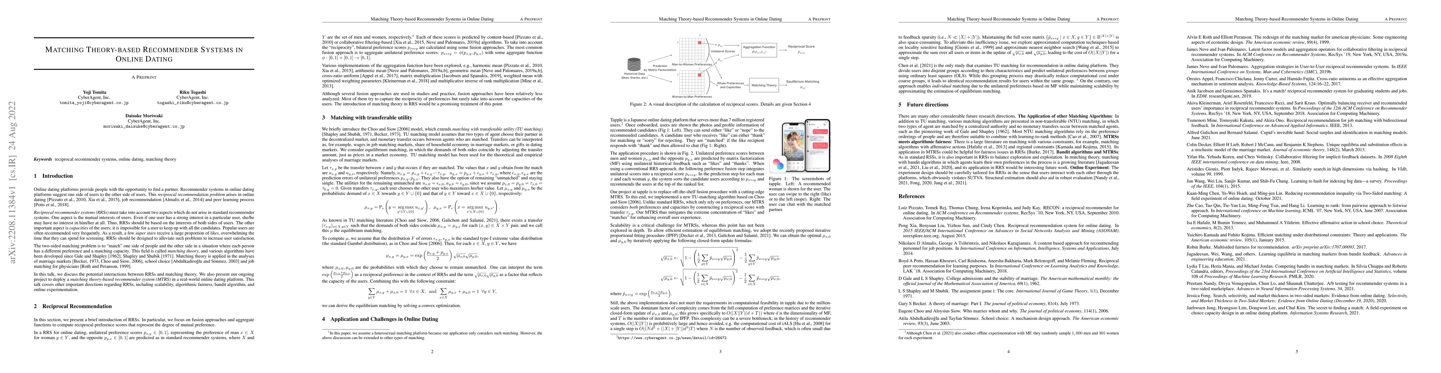 Thumbnail for Matching Theory-based Recommender Systems in Online Dating