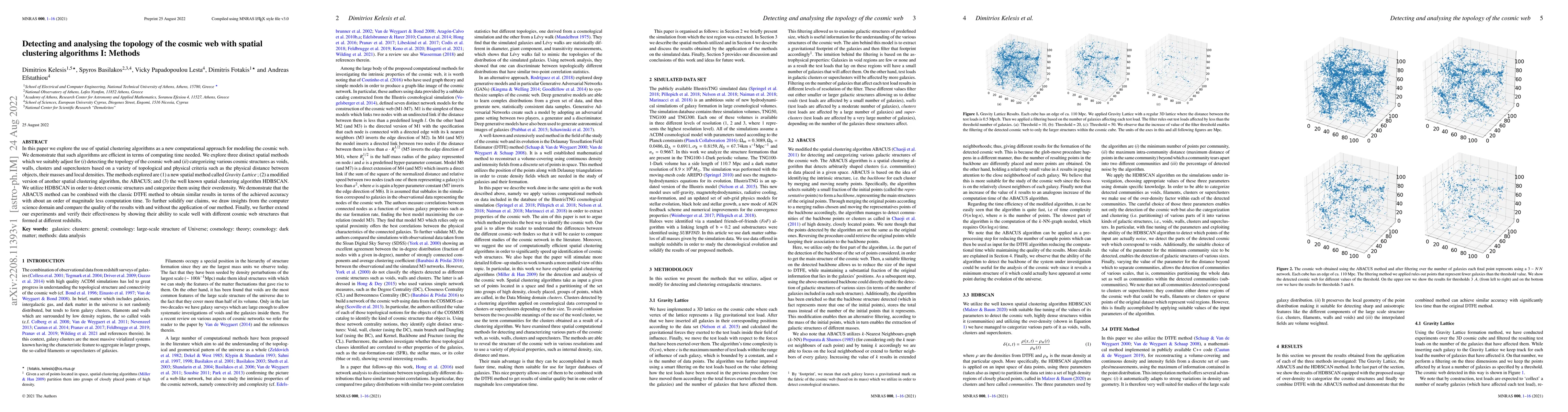 Thumbnail for Detecting and analysing the topology of the cosmic web with spatial
  clustering algorithms I: Methods