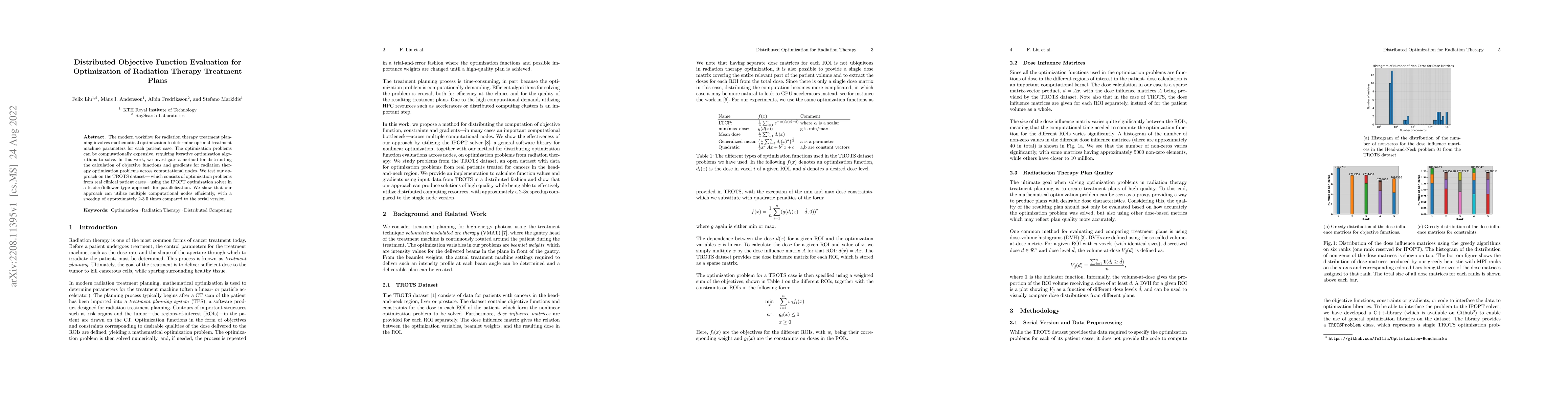 Thumbnail for Distributed Objective Function Evaluation for Optimization of Radiation
  Therapy Treatment Plans