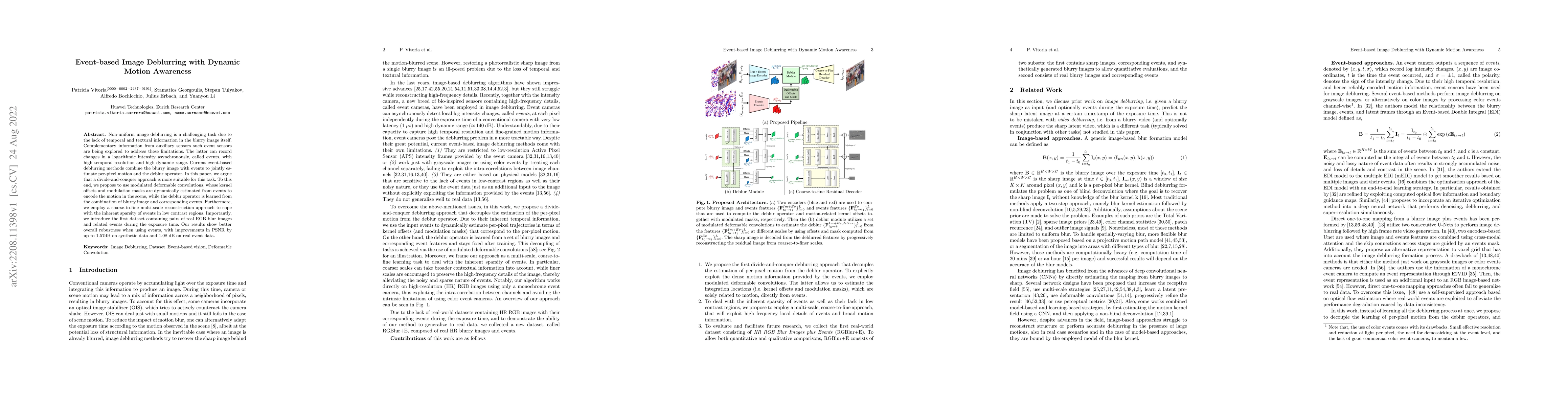 Thumbnail for Event-based Image Deblurring with Dynamic Motion Awareness