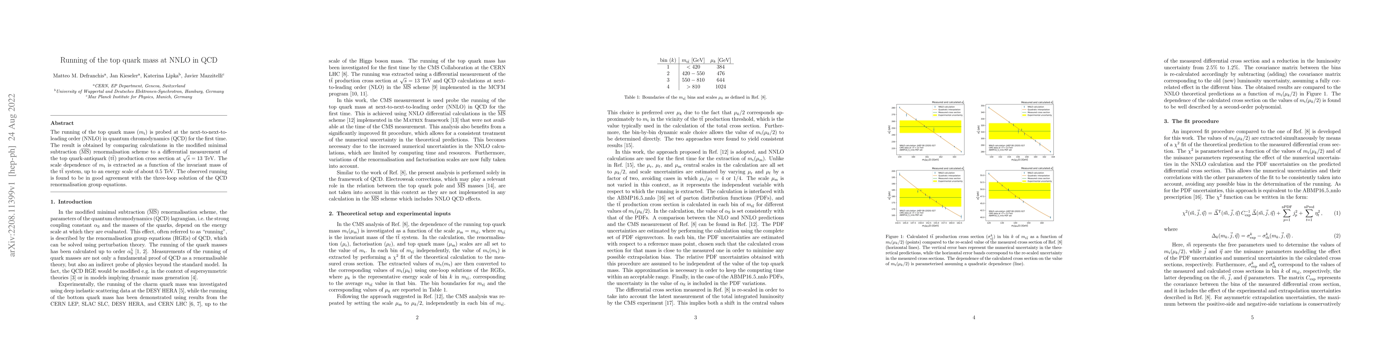 Thumbnail for Running of the top quark mass at NNLO in QCD