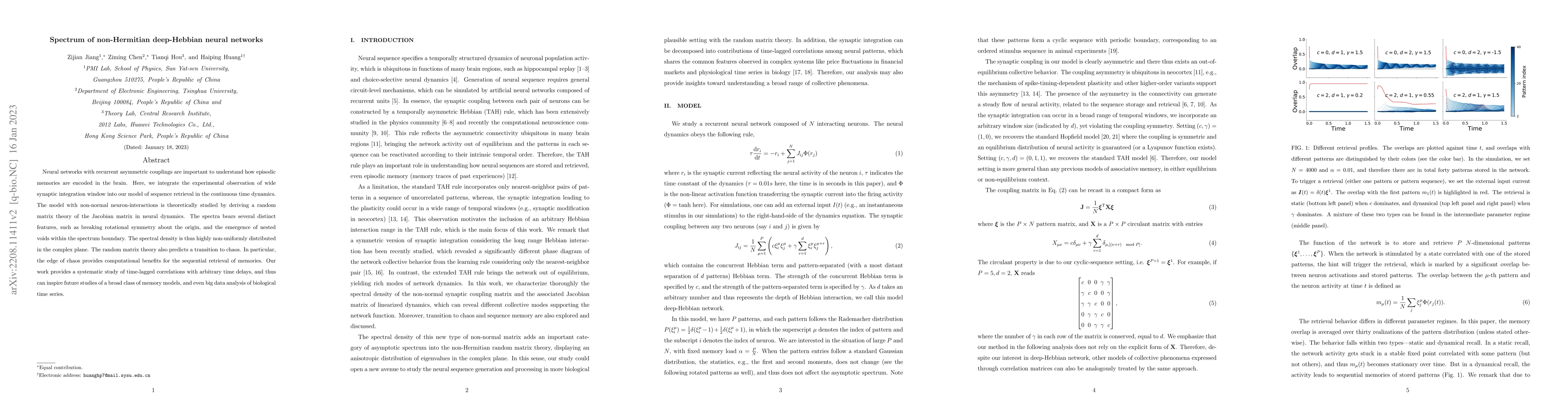 Thumbnail for Spectrum of non-Hermitian deep-Hebbian neural networks