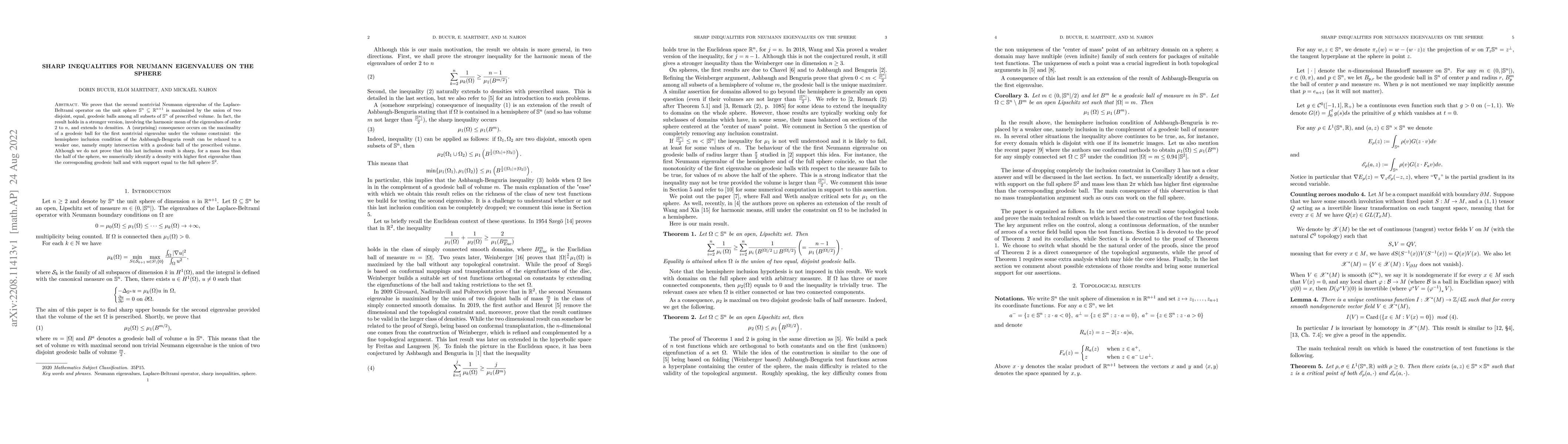Thumbnail for Sharp inequalities for Neumann eigenvalues on the sphere