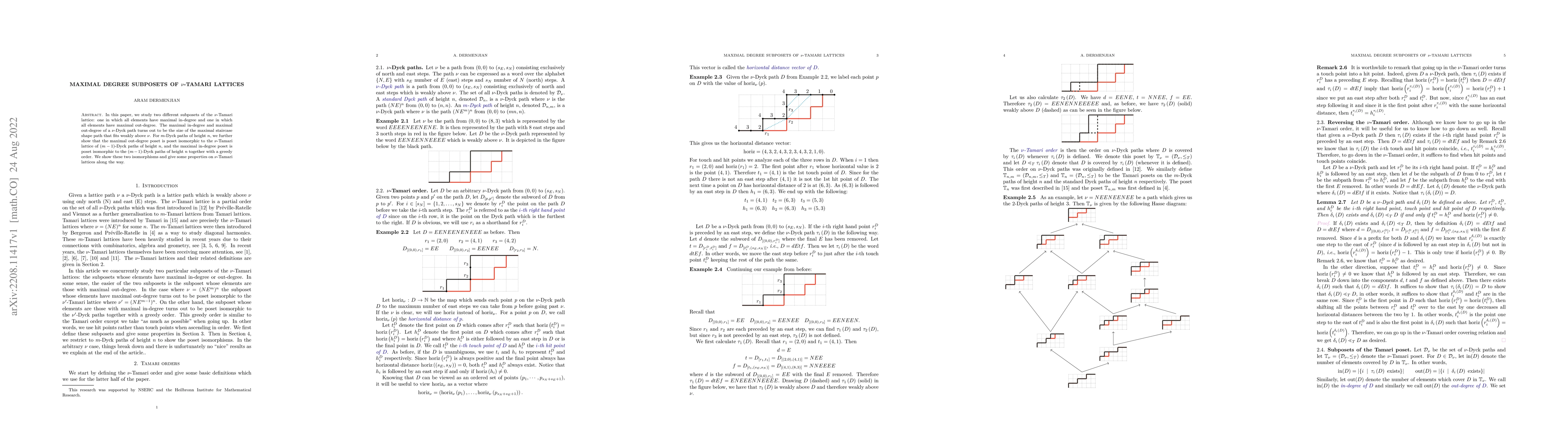 Thumbnail for Maximal degree subposets of $\nu$-Tamari lattices