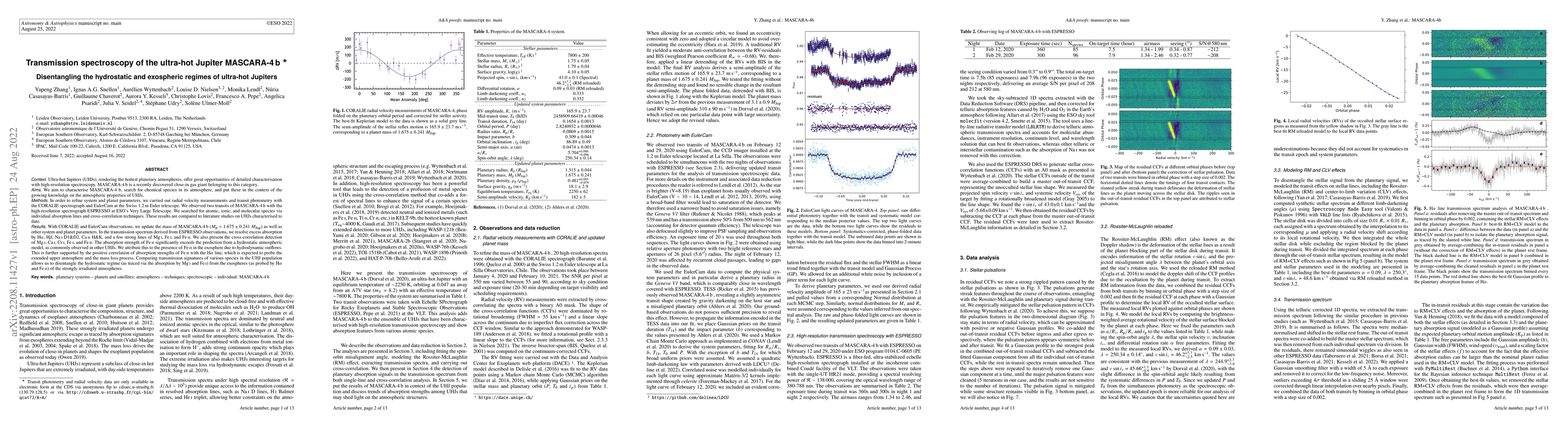 Thumbnail for Transmission spectroscopy of the ultra-hot Jupiter MASCARA-4 b:
  Disentangling the hydrostatic and exospheric regimes of ultra-hot Jupiters