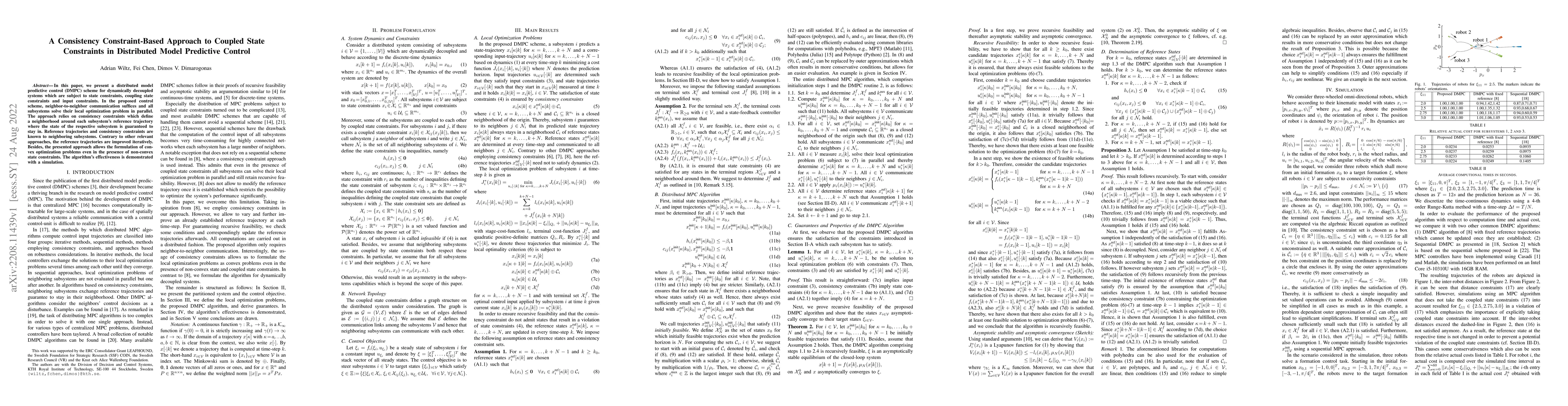 Thumbnail for A Consistency Constraint-Based Approach to Coupled State Constraints in
  Distributed Model Predictive Control