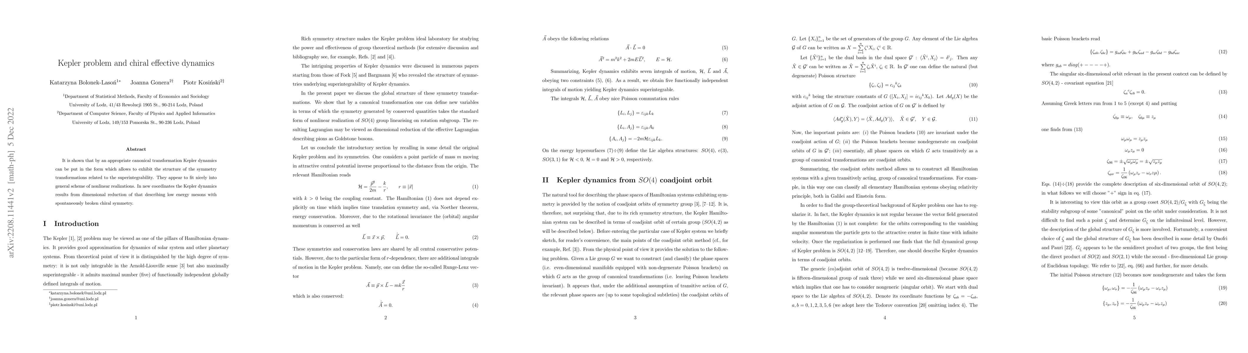 Thumbnail for Kepler problem and chiral effective dynamics