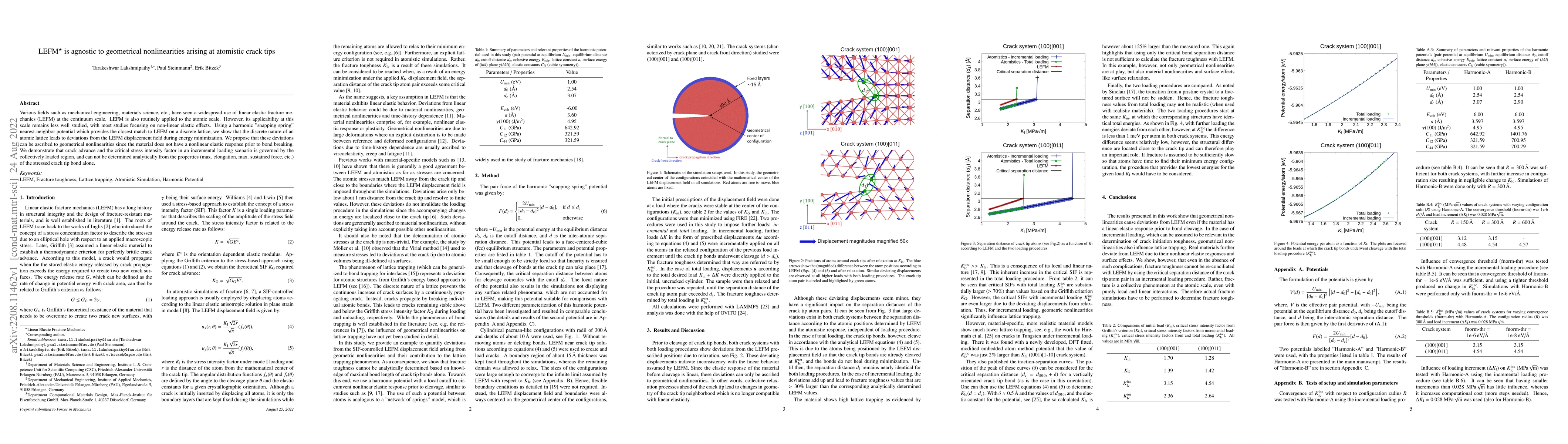 Thumbnail for LEFM is agnostic to geometrical nonlinearities arising at atomistic
  crack tips