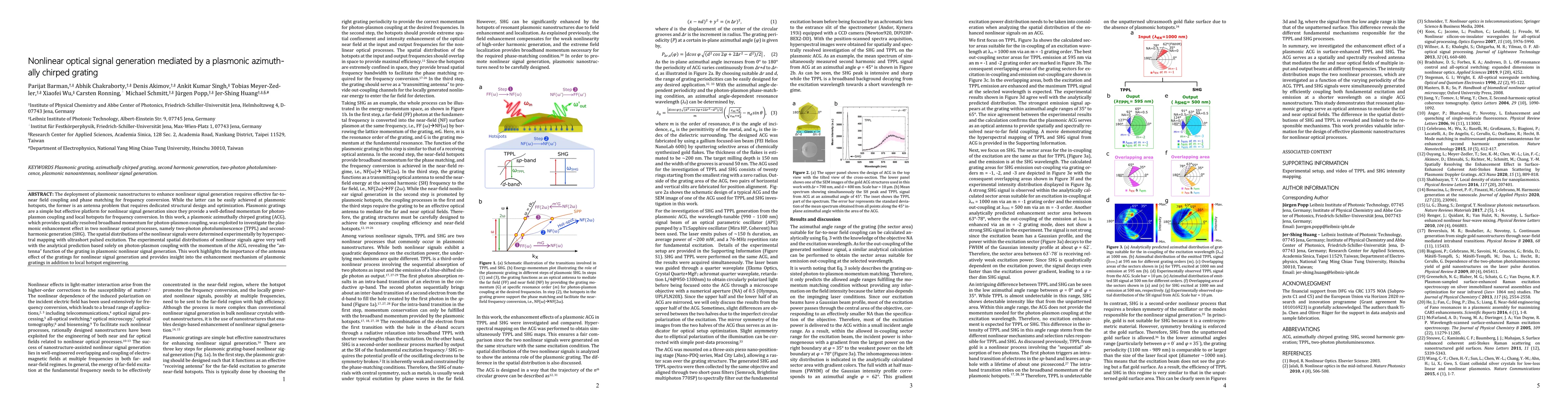 Thumbnail for Nonlinear optical signal generation mediated by a plasmonic azimuthally
  chirped grating