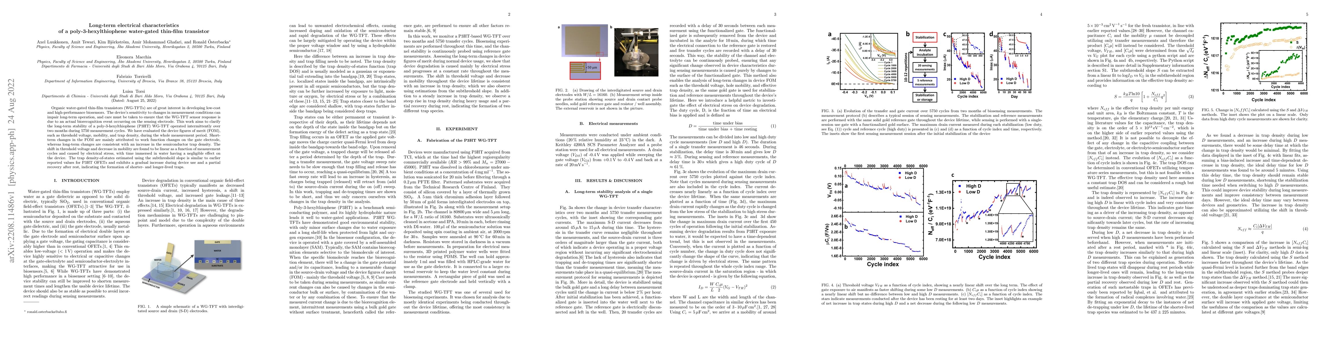 Thumbnail for Long-term electrical characteristics of a poly-3-hexylthiophene
  water-gated thin-film transistor