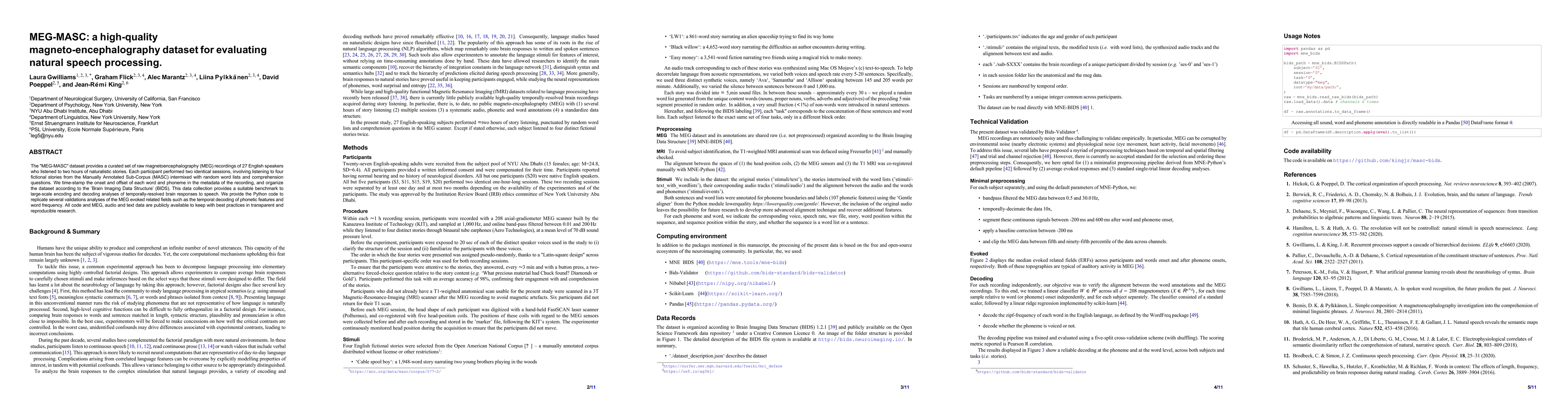 Thumbnail for MEG-MASC: a high-quality magneto-encephalography dataset for evaluating
  natural speech processing