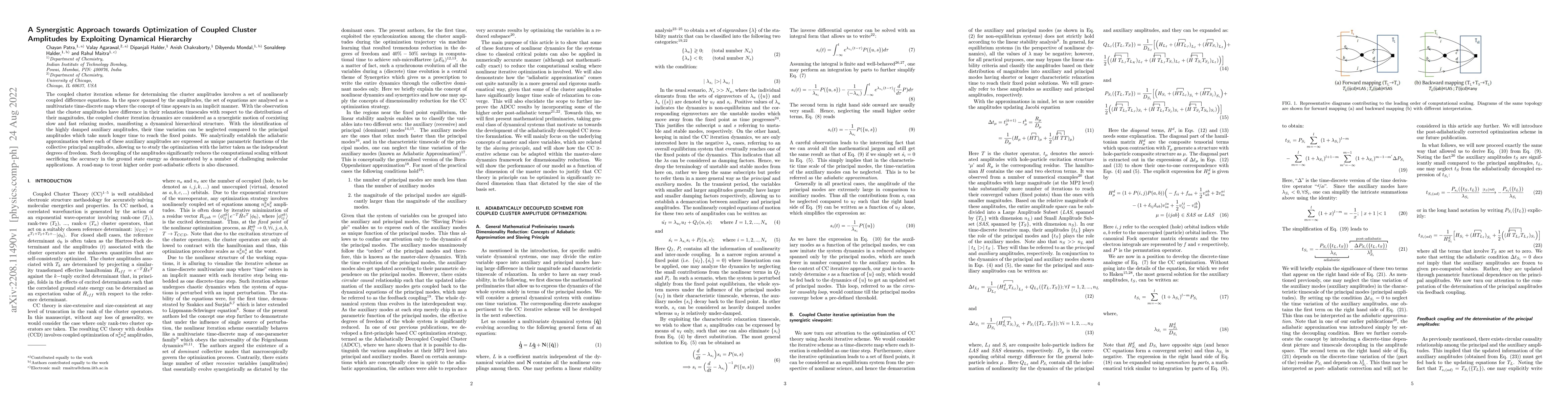 Thumbnail for A Synergistic Approach towards Optimization of Coupled Cluster
  Amplitudes by Exploiting Dynamical Hierarchy