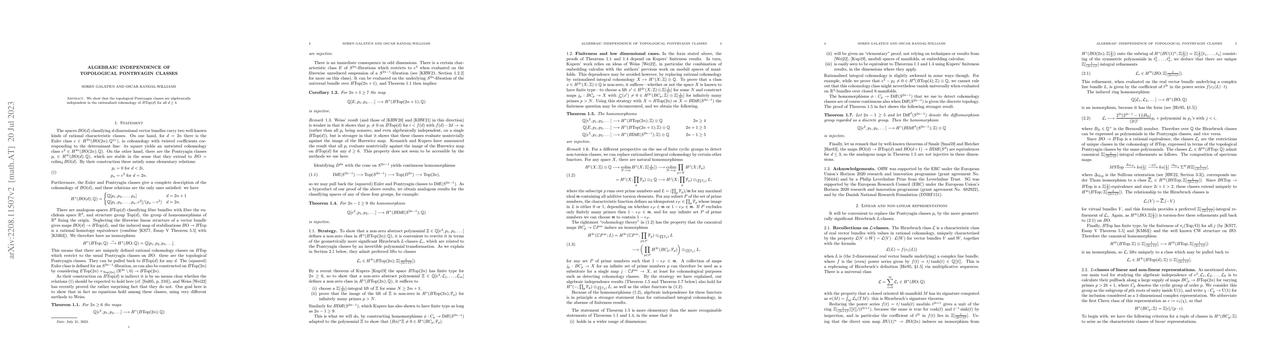 Thumbnail for Algebraic independence of topological Pontryagin classes