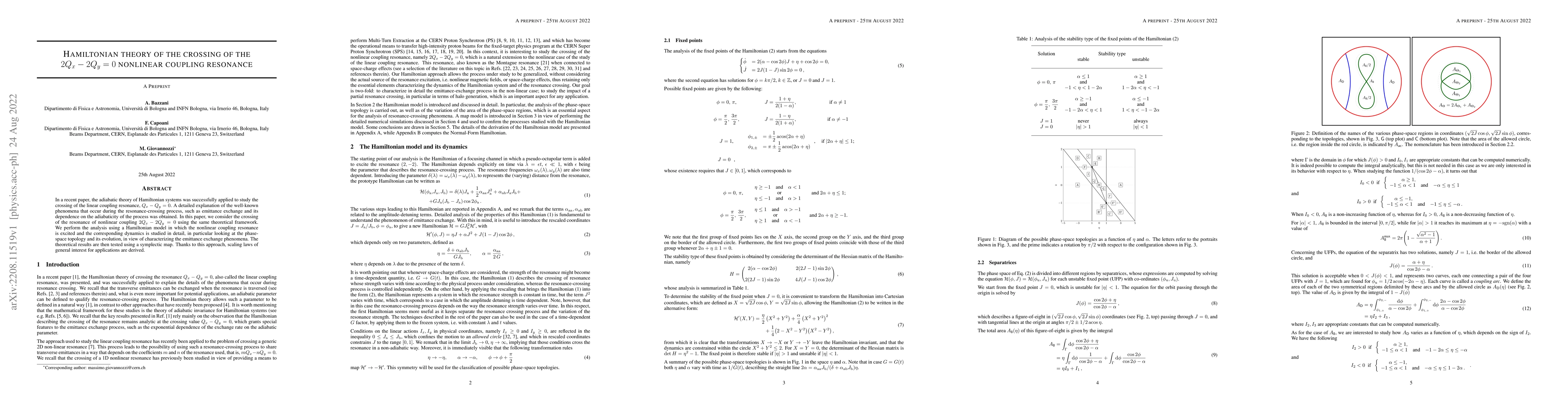 Thumbnail for Hamiltonian theory of the crossing of the $2 Q_x -2 Q_y=0$ nonlinear
  coupling resonance