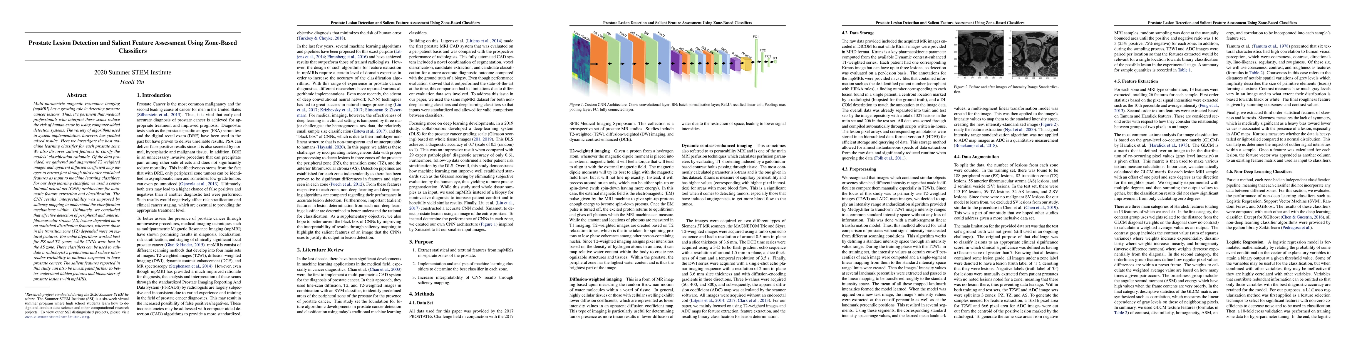 Thumbnail for Prostate Lesion Detection and Salient Feature Assessment Using
  Zone-Based Classifiers