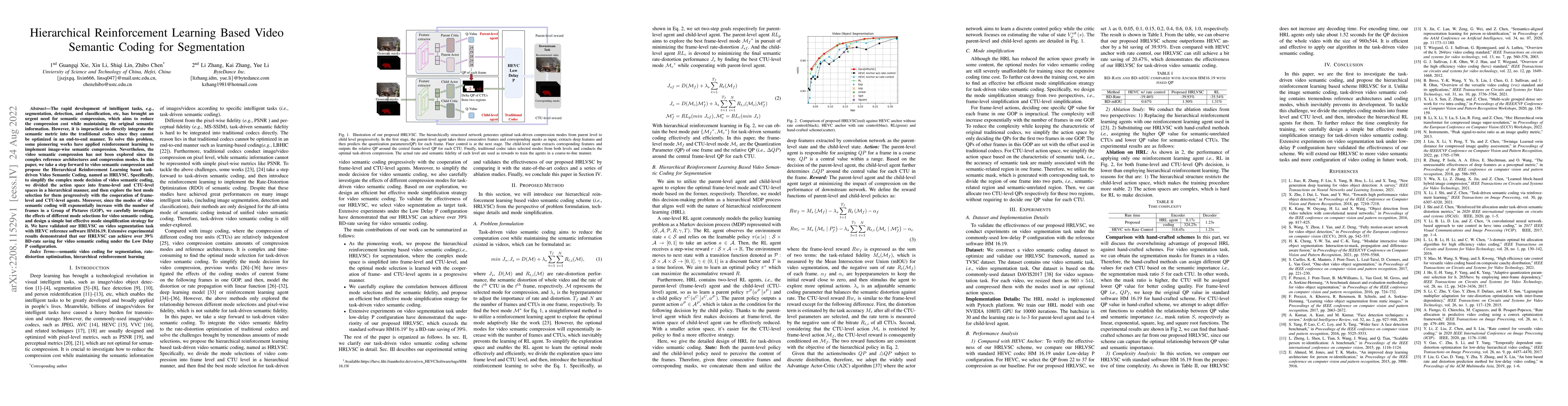 Thumbnail for Hierarchical Reinforcement Learning Based Video Semantic Coding for
  Segmentation
