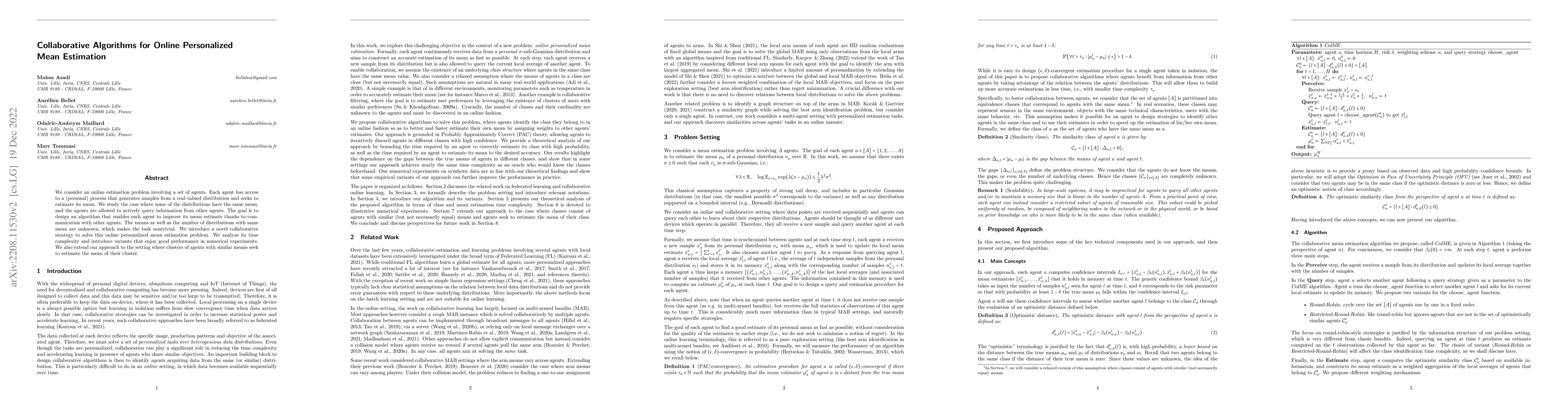 Thumbnail for Collaborative Algorithms for Online Personalized Mean Estimation