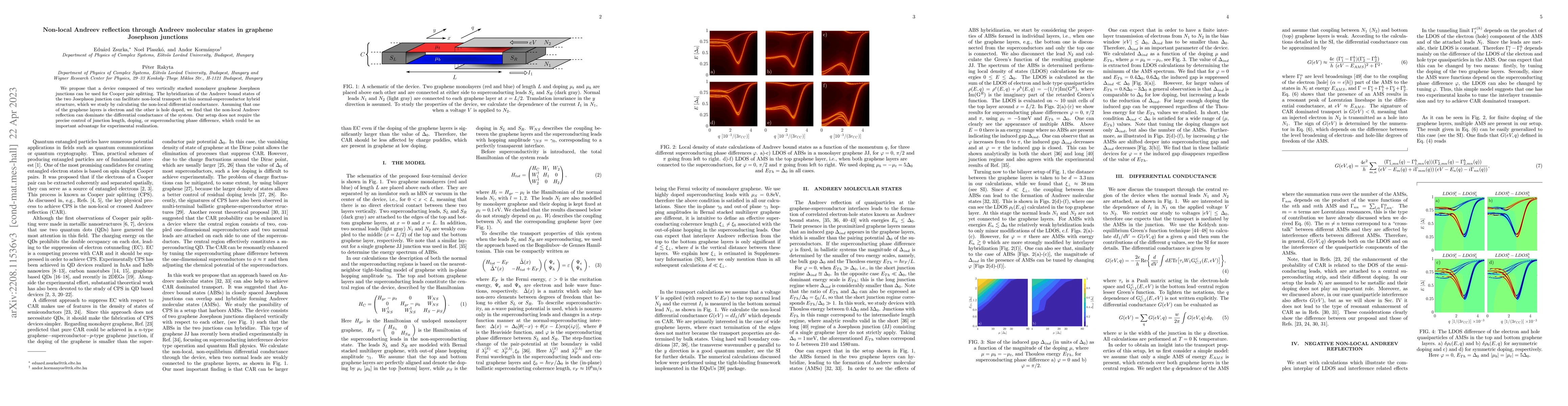 Thumbnail for Non-local Andreev reflection through Andreev molecular states in
  graphene Josephson junctions