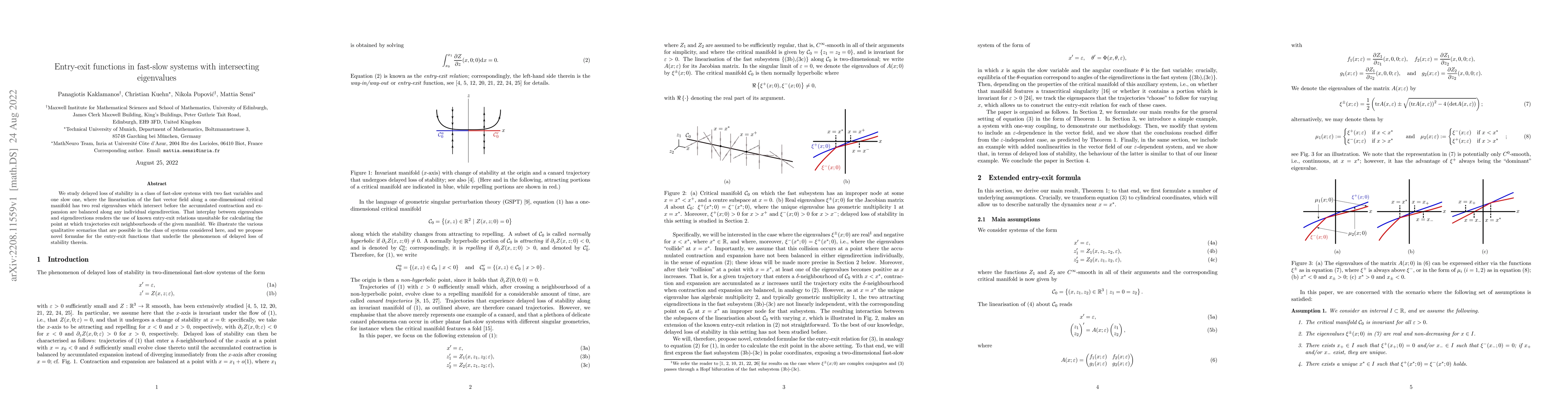 Thumbnail for Entry-exit functions in fast-slow systems with intersecting eigenvalues