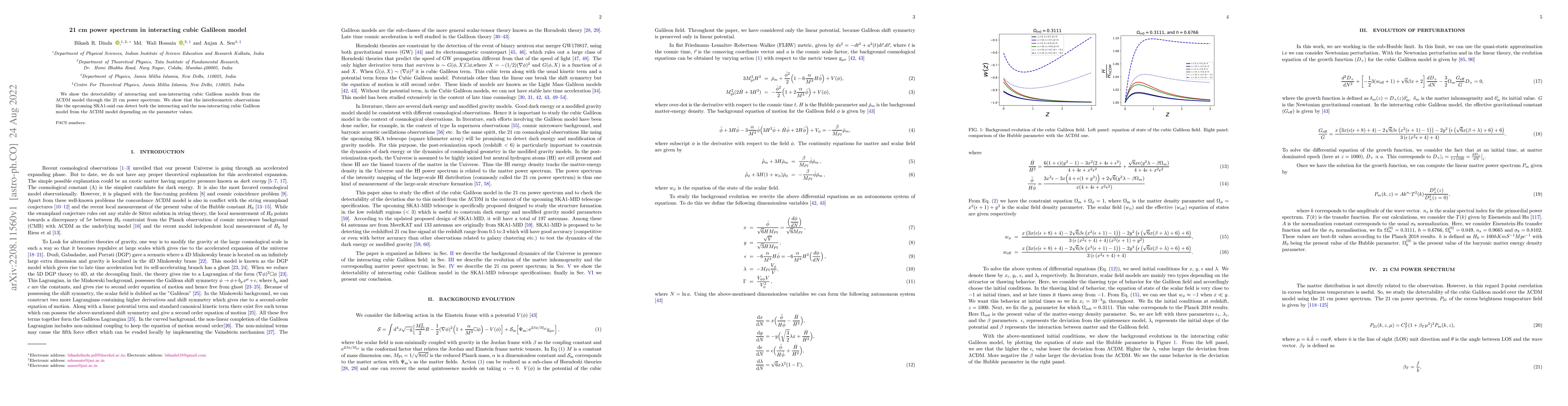 Thumbnail for 21 cm power spectrum in interacting cubic Galileon model